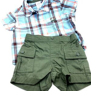 Carter's Baby Outfit Size 3m Boys Matching 2pc Set Top Shorts Buttons Collared